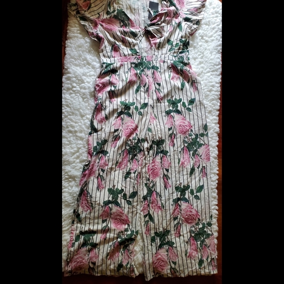 Floral Pinstripe Jumpsuit - Picture 2 of 5